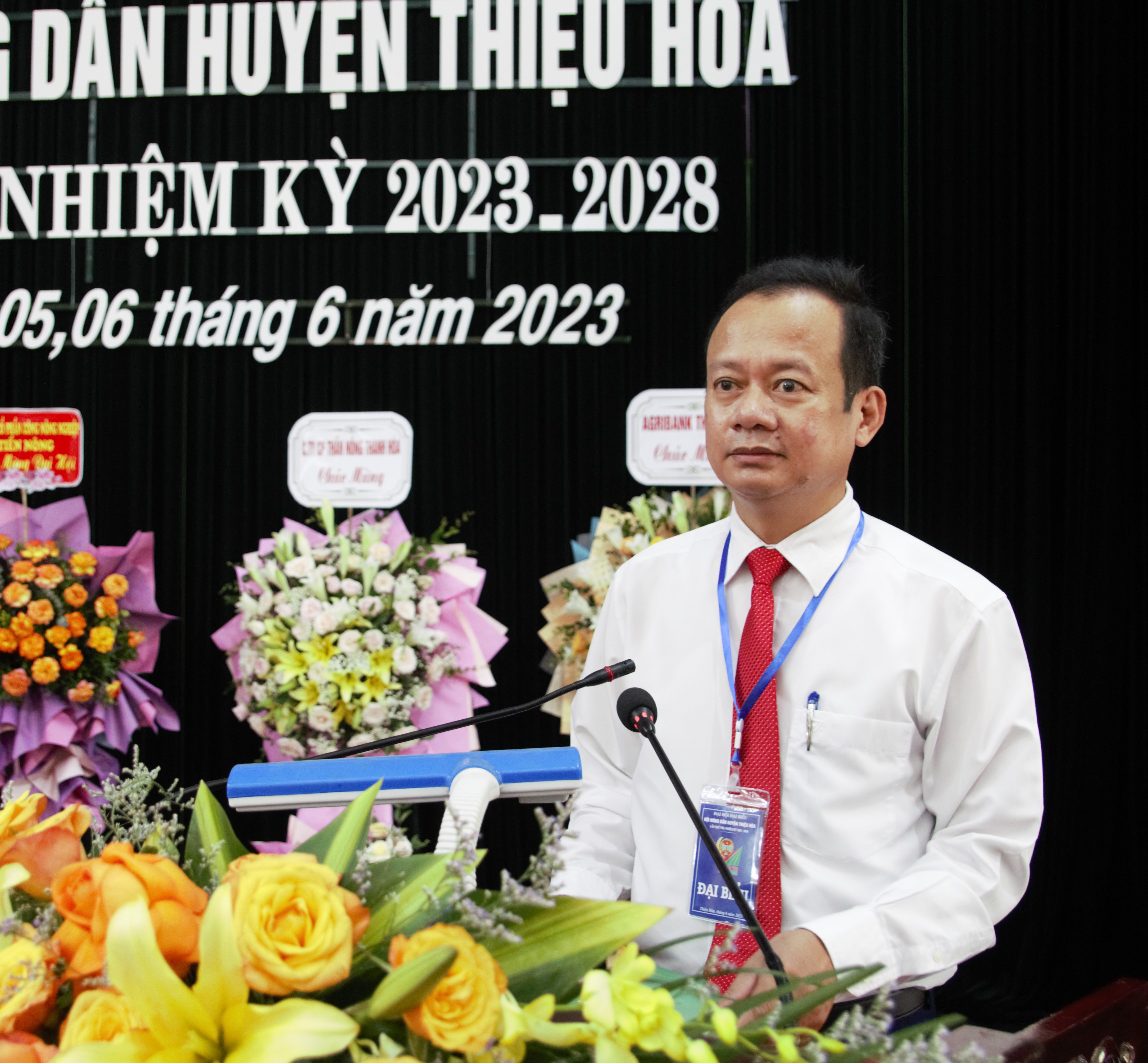 Phó Bí thư Thường trực Huyện uỷ Đỗ Thế Bằng phát biểu chỉ đạo tại Đại hội