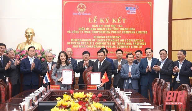 Tỉnh Thanh Hóa và Tập đoàn WHA ký Bản ghi nhớ về việc thực hiện việc nghiên cứu phát triển các KCN, Khu dịch vụ Logistics mới tại huyện Thiệu Hóa.