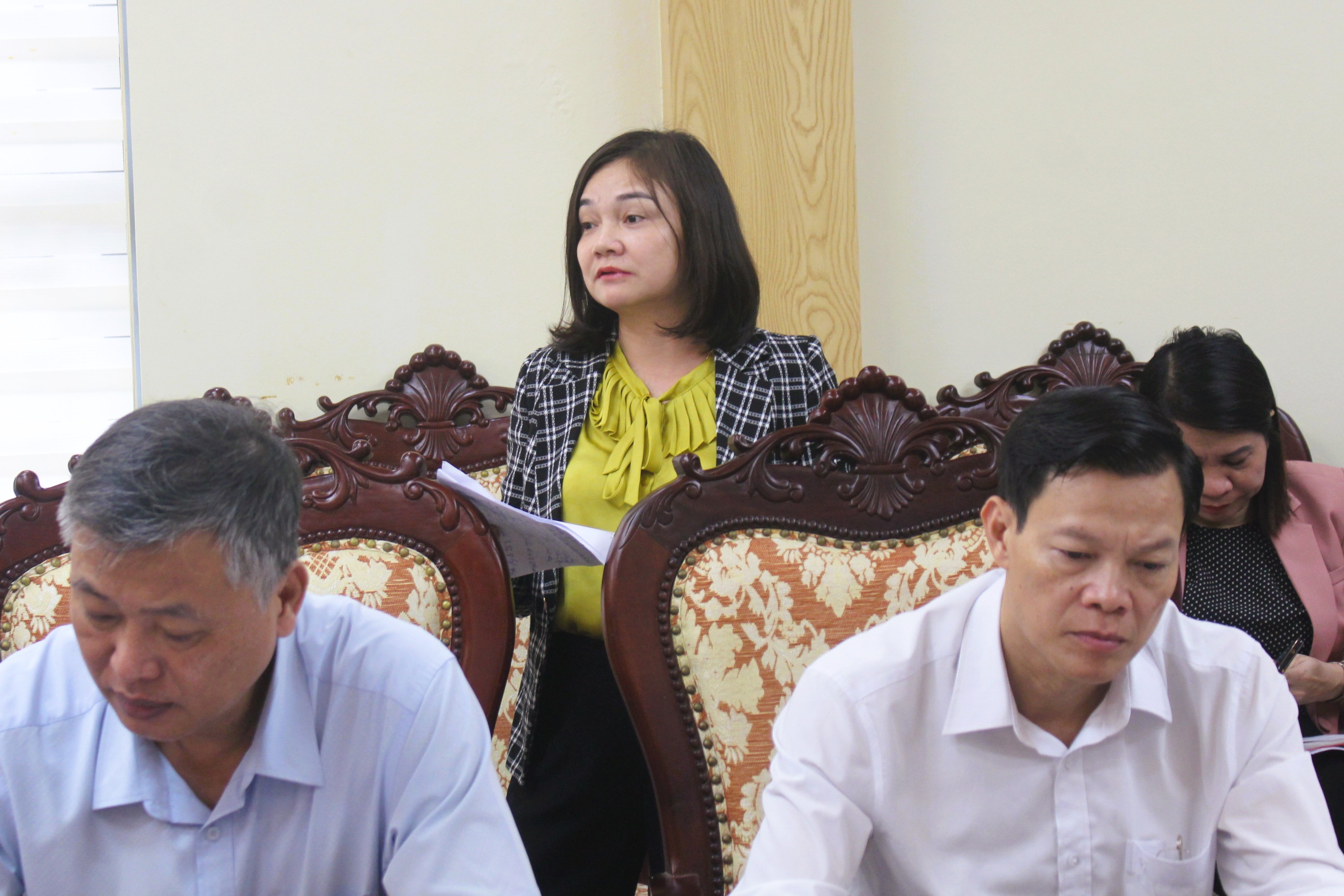 Chi cục trưởng Chi cục Thống kê Nguyễn Thị Thoa phát biểu tại hội nghị