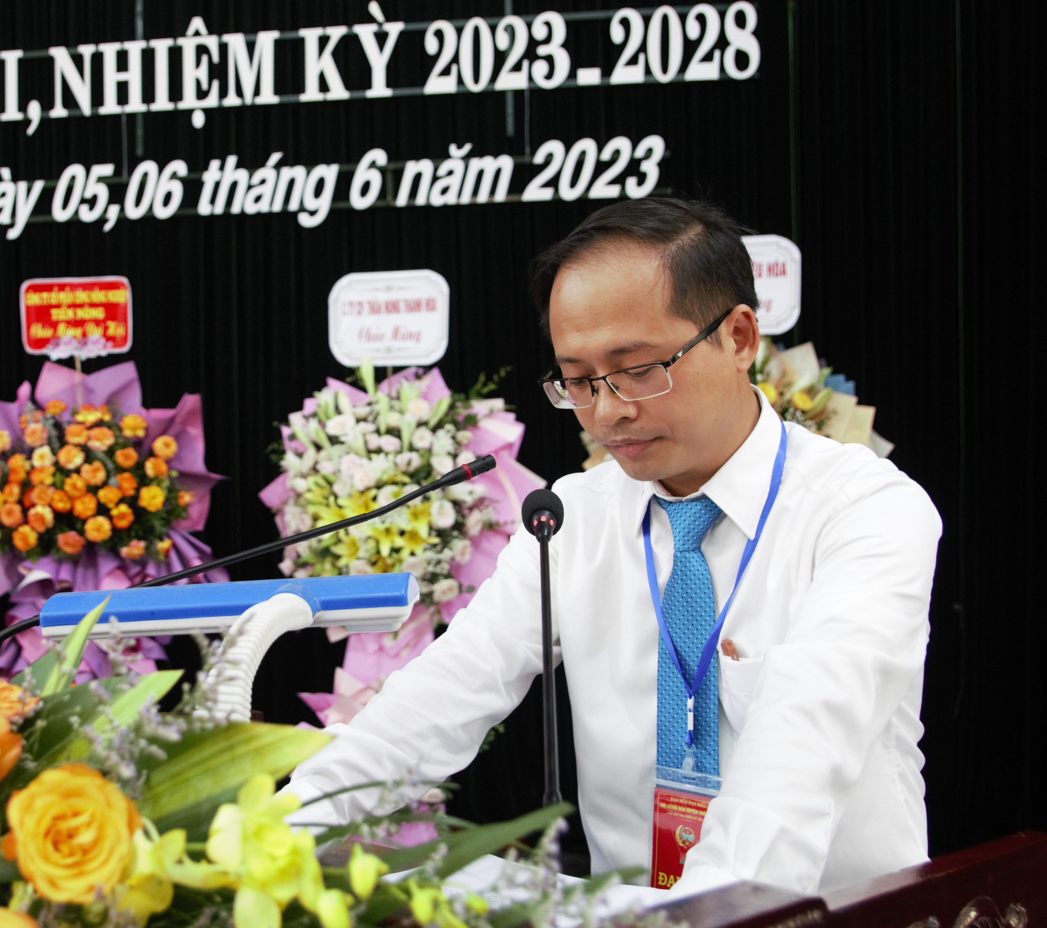 Đồng chí Trần Trung Kiên, Chủ tịch Hội Nông dân huyện khai mạc Đại hội