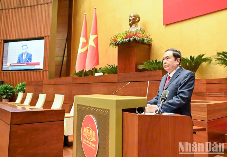 Chủ tịch Quốc hội Trần Thanh Mẫn quán triệt chuyên đề tại hội nghị.